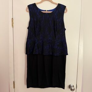 Alfani Blue and Black Lace Peplum Midi Dress